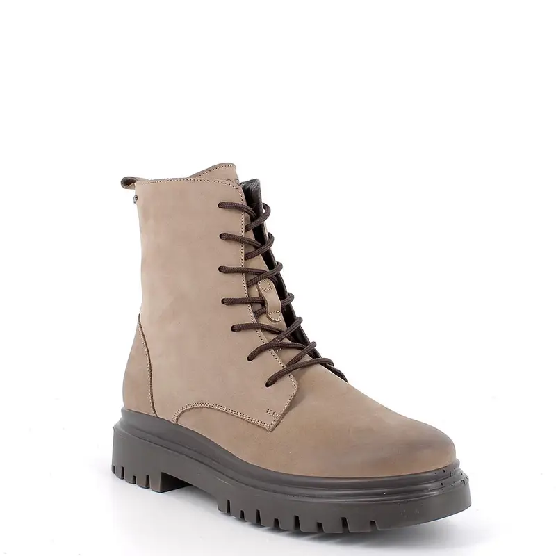 Anfibi da donna beige con zip miniatura 2