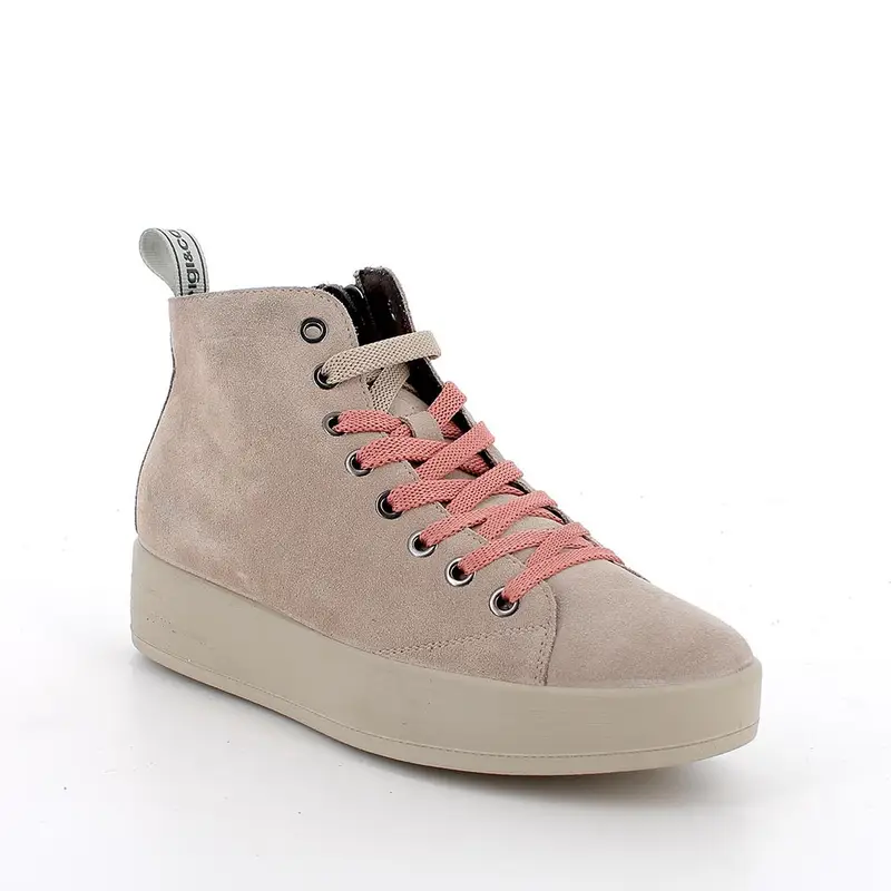 Polacchine da donna beige con zip miniatura 2