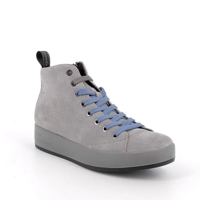 Polacchine da donna grigio con zip miniatura 2