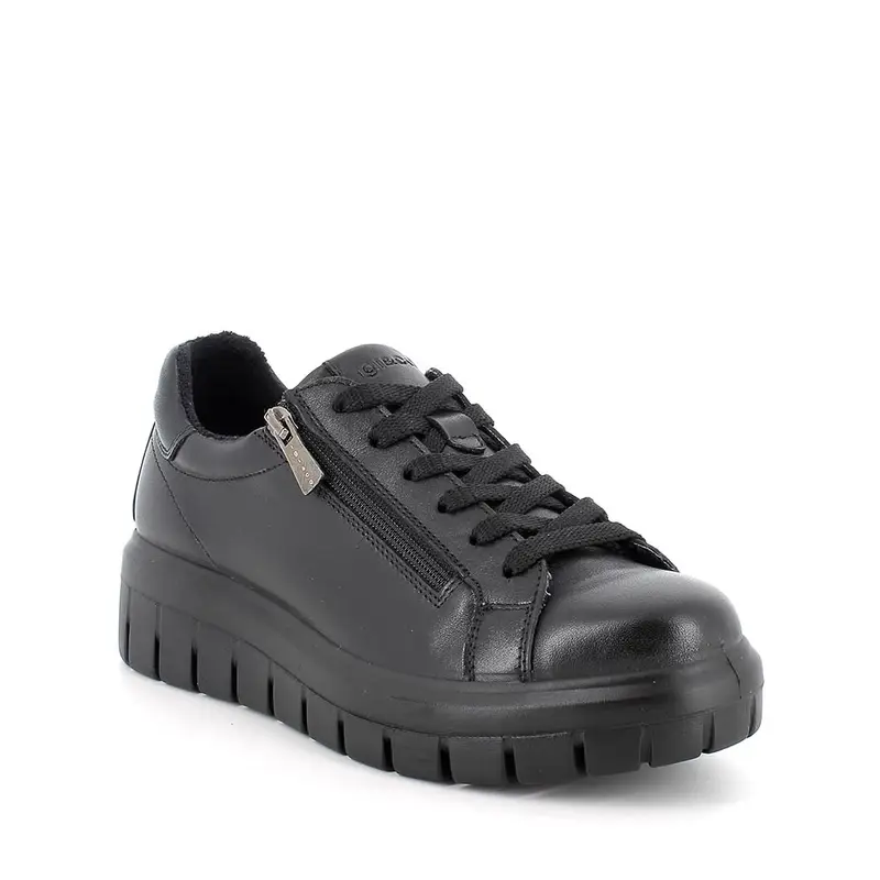 Scarpe con zeppa da donna nero con zip miniatura 2