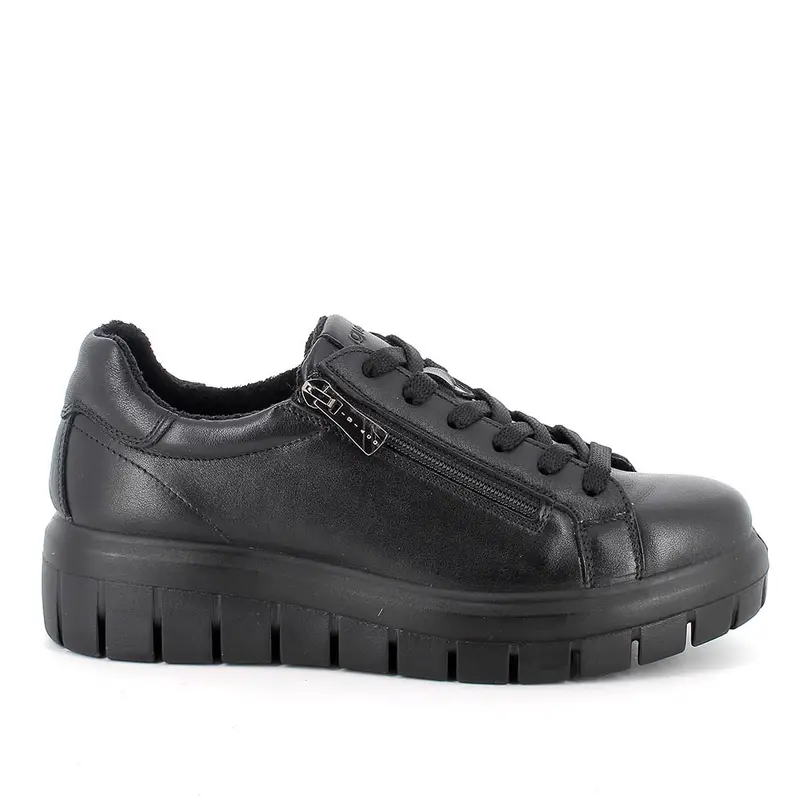 Scarpe con zeppa da donna nero con zip