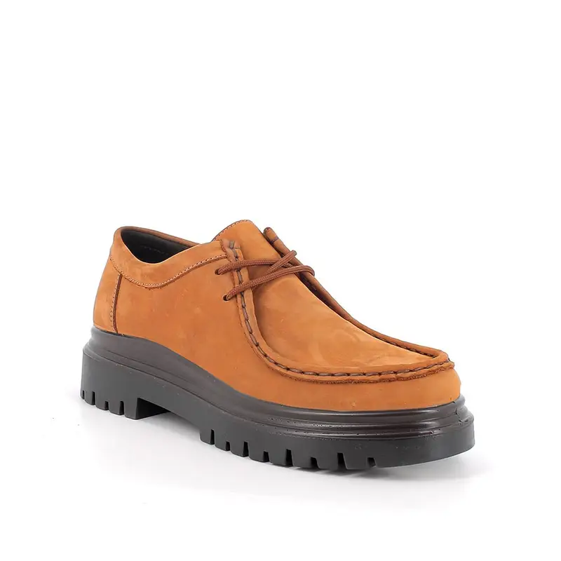 Scarpe da donna giallo e marrone con lacci miniatura 2