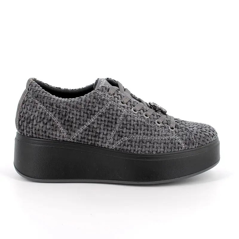 Sneakers con zeppa da donna grigio con lacci
