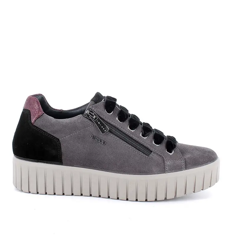 Sneakers con zeppa da donna grigio con zip