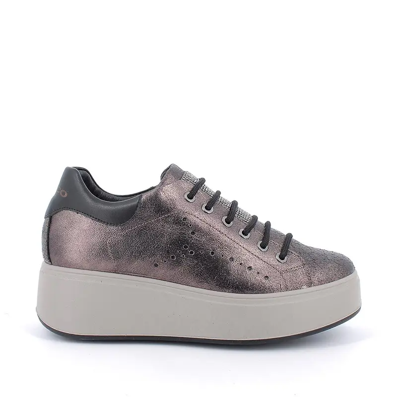 Sneakers con zeppa da donna marrone con lacci