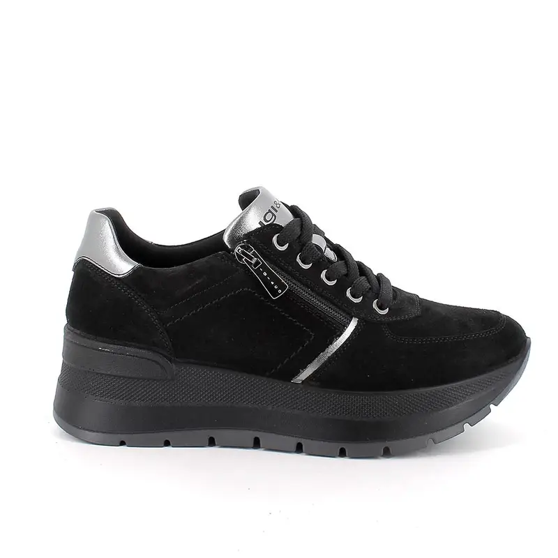 Sneakers con zeppa da donna nero con zip