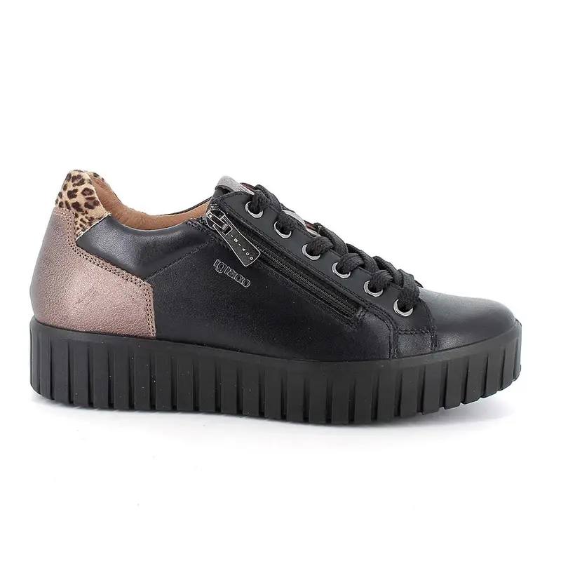 Sneakers con zeppa da donna nero con zip