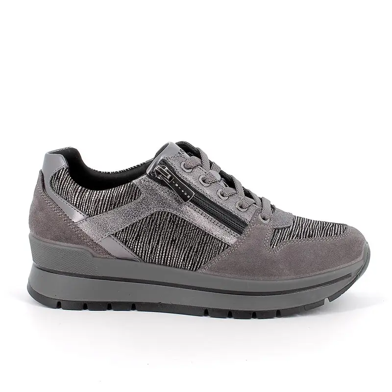 Sneakers da donna argento e grigio con zip