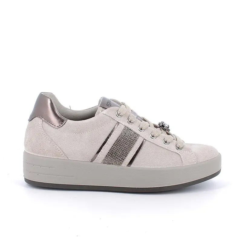 Sneakers da donna beige con lacci