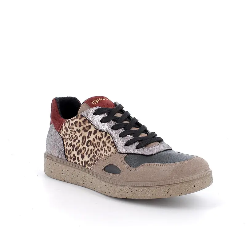 Sneakers da donna beige con lacci miniatura 2
