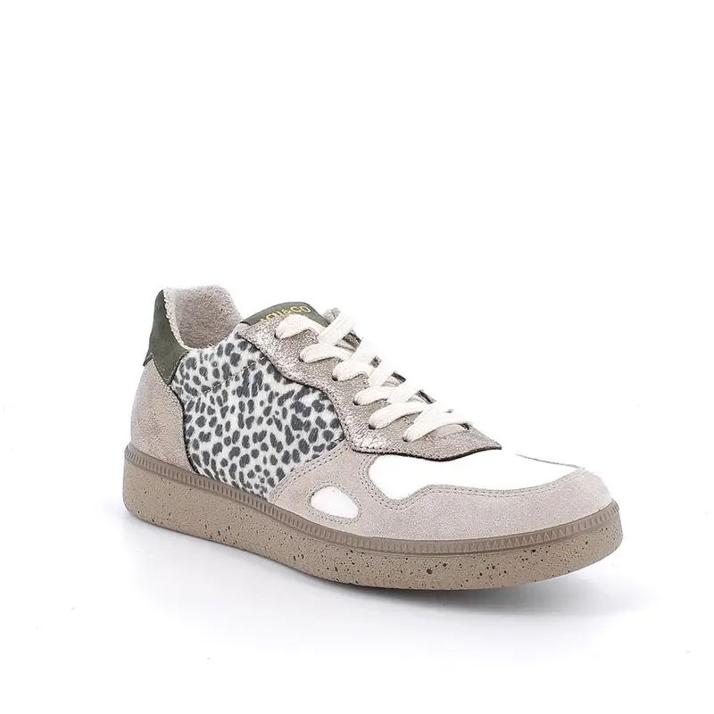 Sneakers da donna beige con lacci miniatura 2