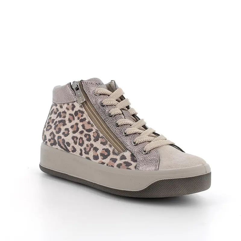Sneakers da donna beige con zip miniatura 2