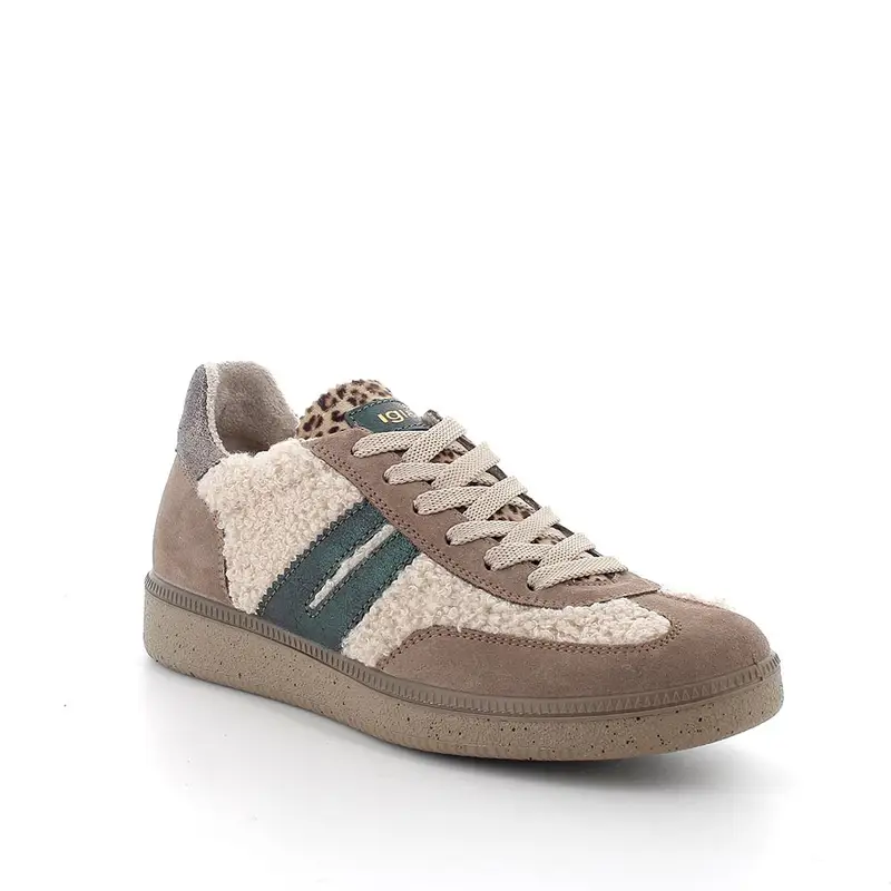 Sneakers da donna beige e marrone con lacci miniatura 2
