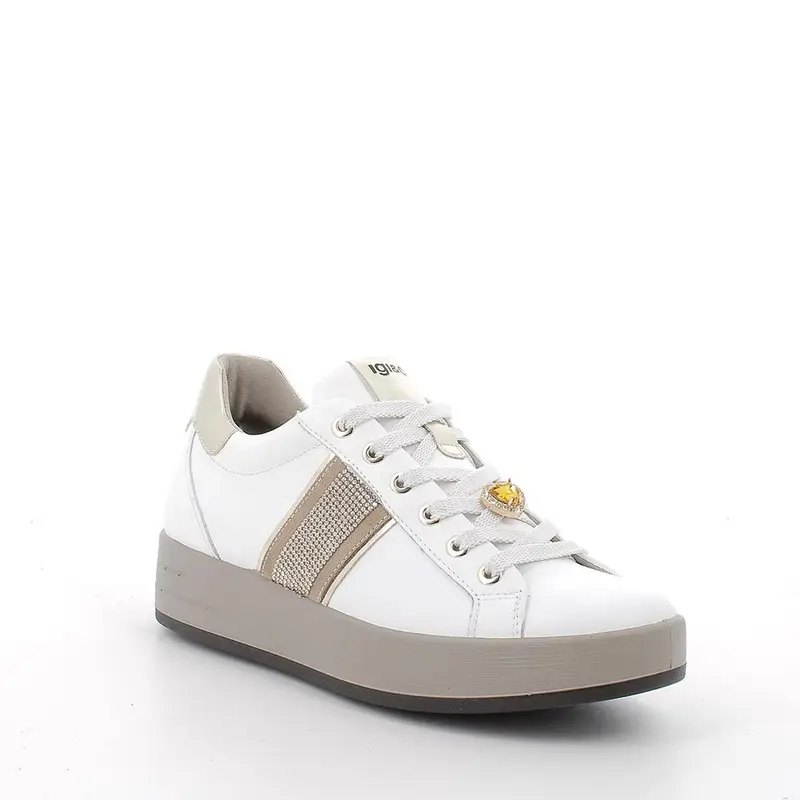 Sneakers da donna bianco con lacci miniatura 2
