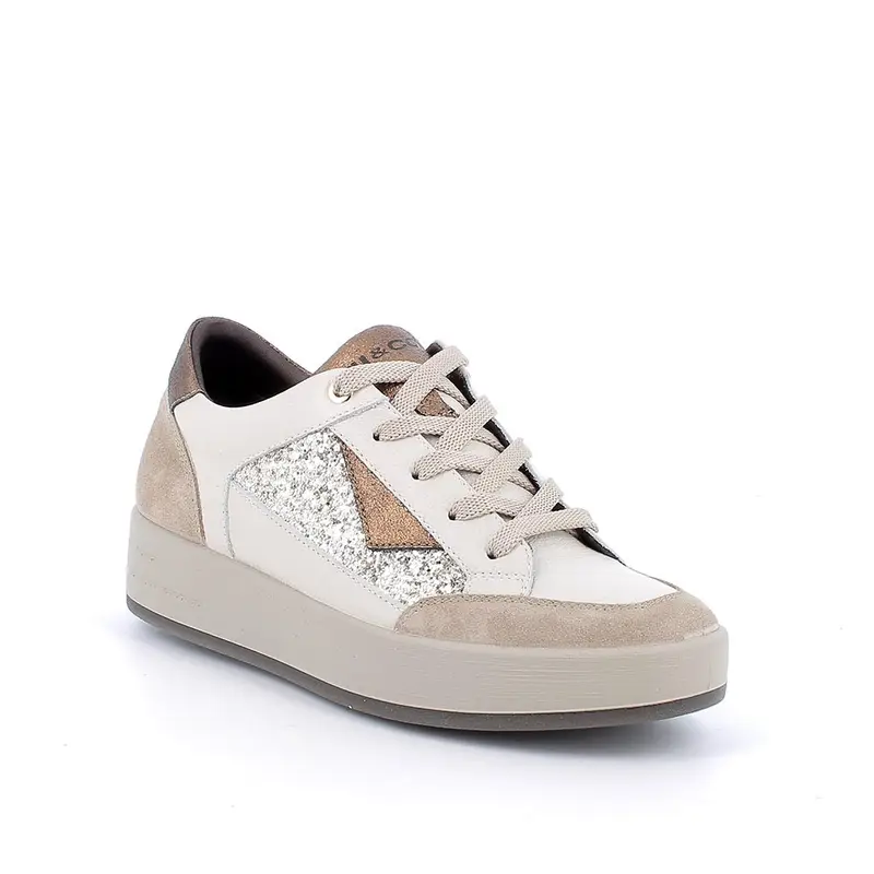Sneakers da donna bianco e beige con lacci miniatura 2
