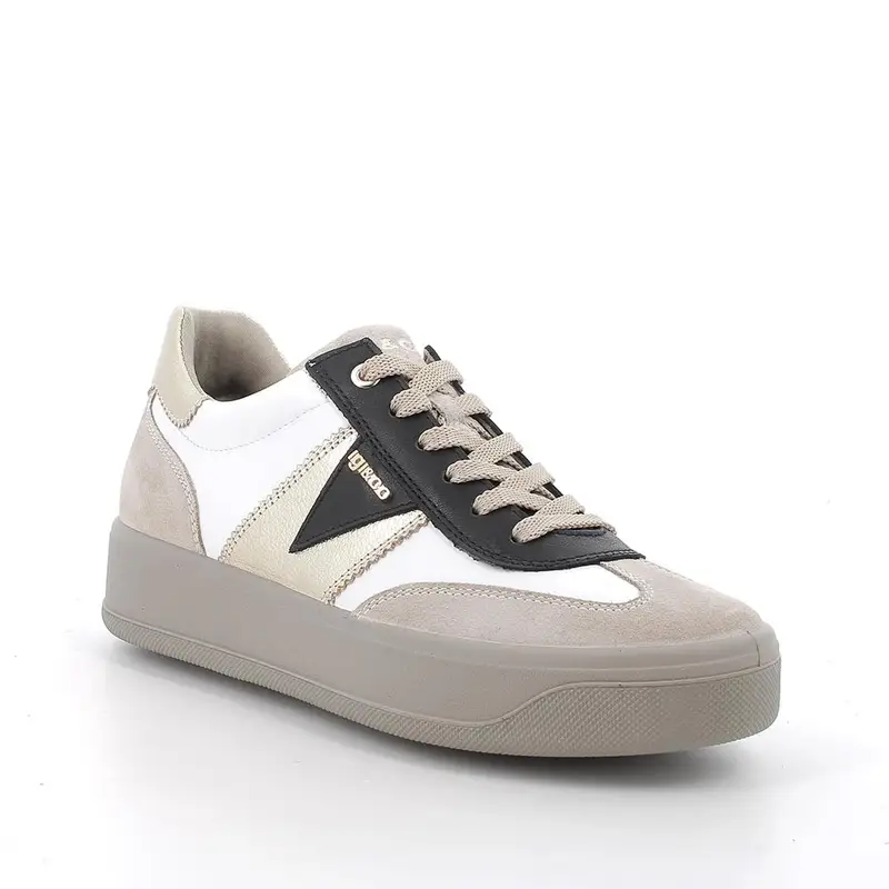 Sneakers da donna bianco e beige con lacci miniatura 2