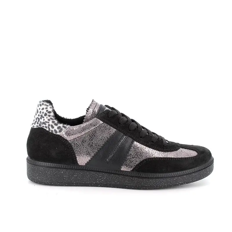 Sneakers da donna grigio e nero con lacci