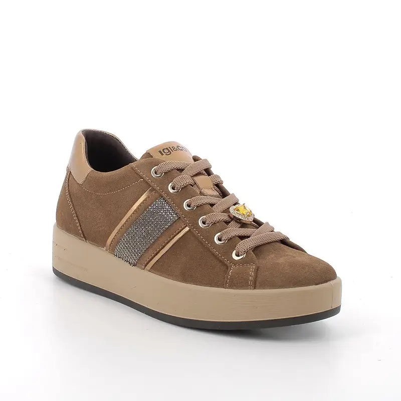 Sneakers da donna marrone con lacci miniatura 2