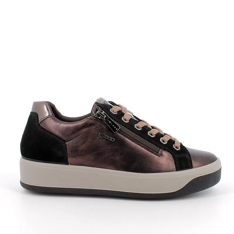 Sneakers da donna marrone con zip
