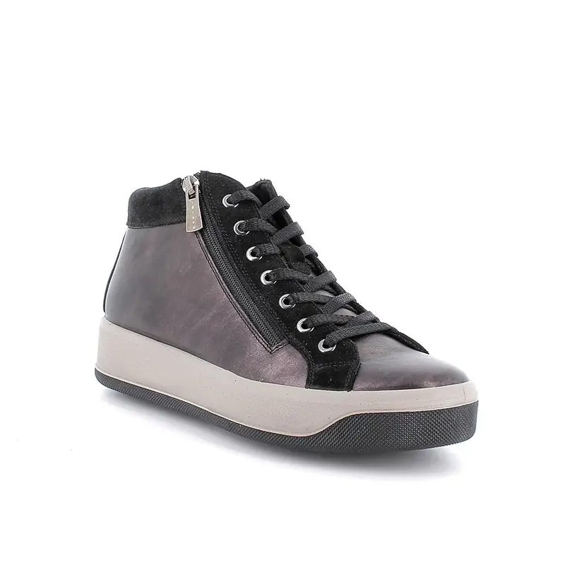 Sneakers da donna marrone con zip miniatura 2