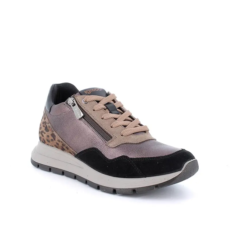 Sneakers da donna marrone con zip miniatura 2