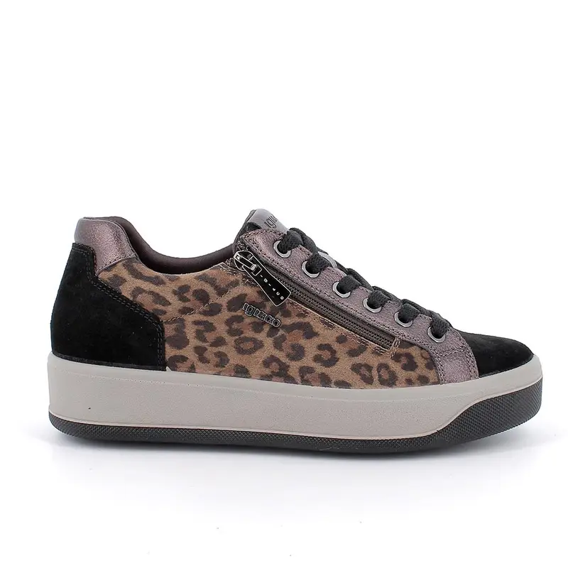Sneakers da donna marrone e nero con zip