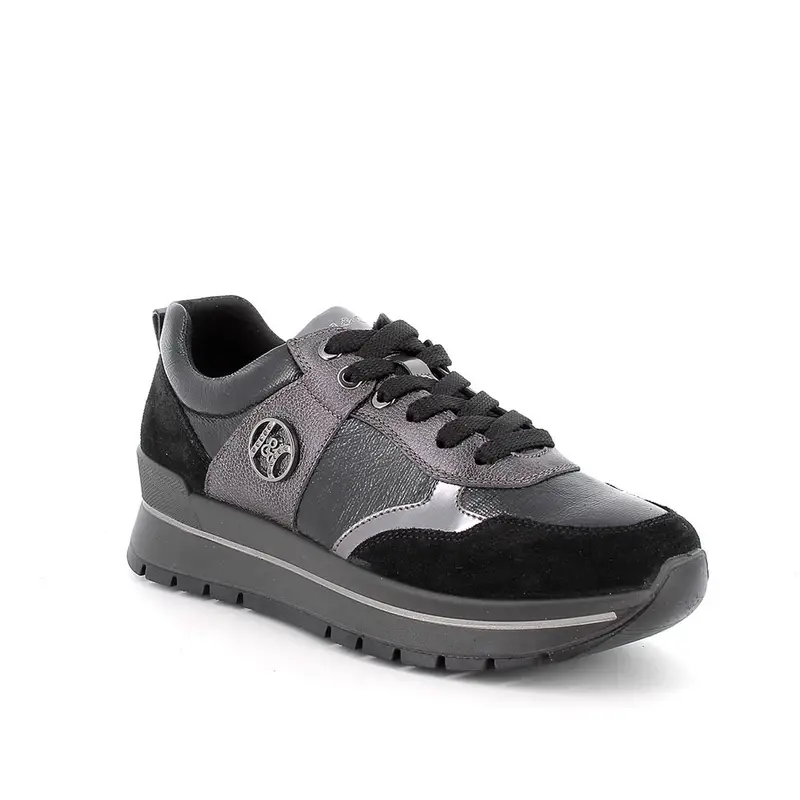 Sneakers da donna nero con lacci miniatura 2