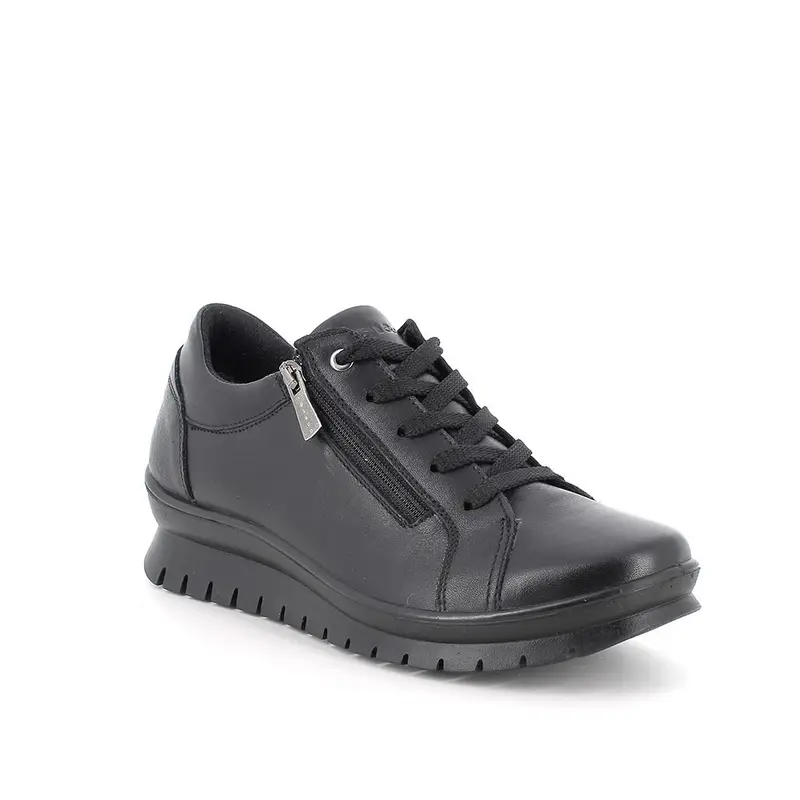 Sneakers da donna nero con zip miniatura 2