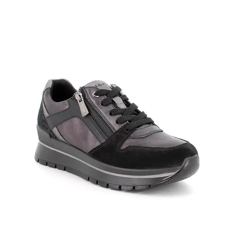 Sneakers da donna nero con zip miniatura 2