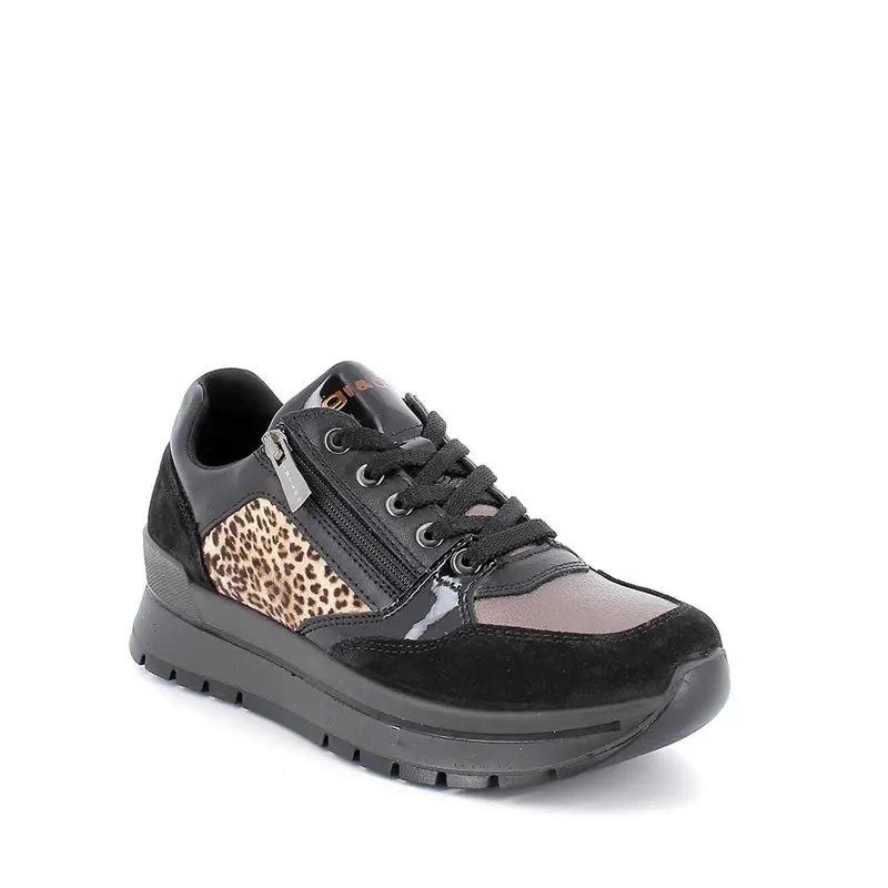 Sneakers da donna nero con zip miniatura 2