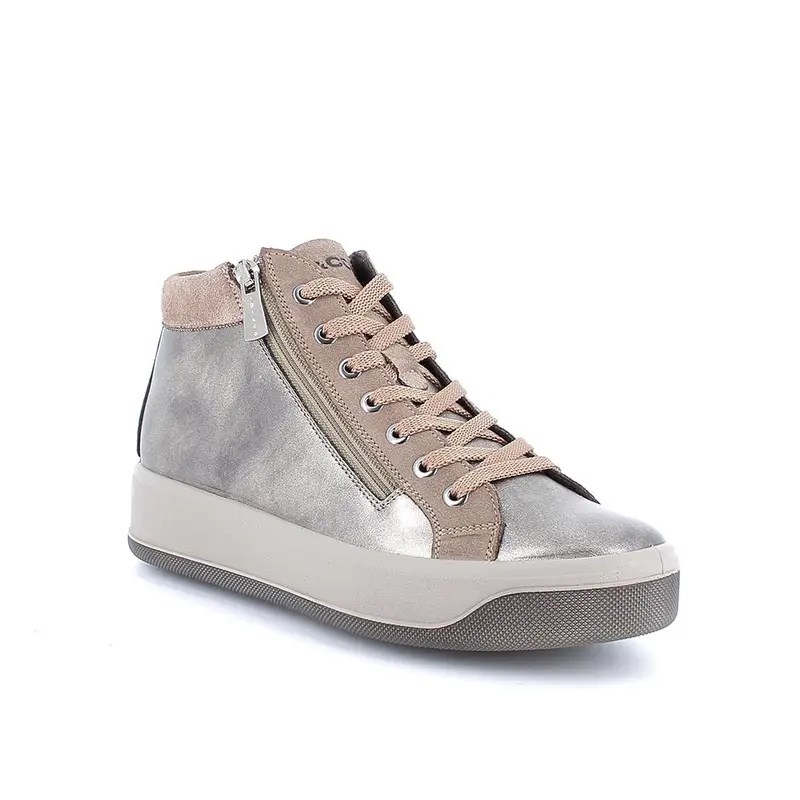Sneakers da donna platino con zip miniatura 2
