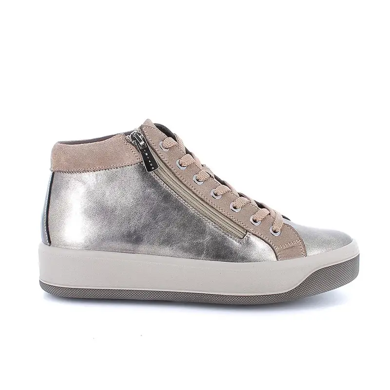 Sneakers da donna platino con zip