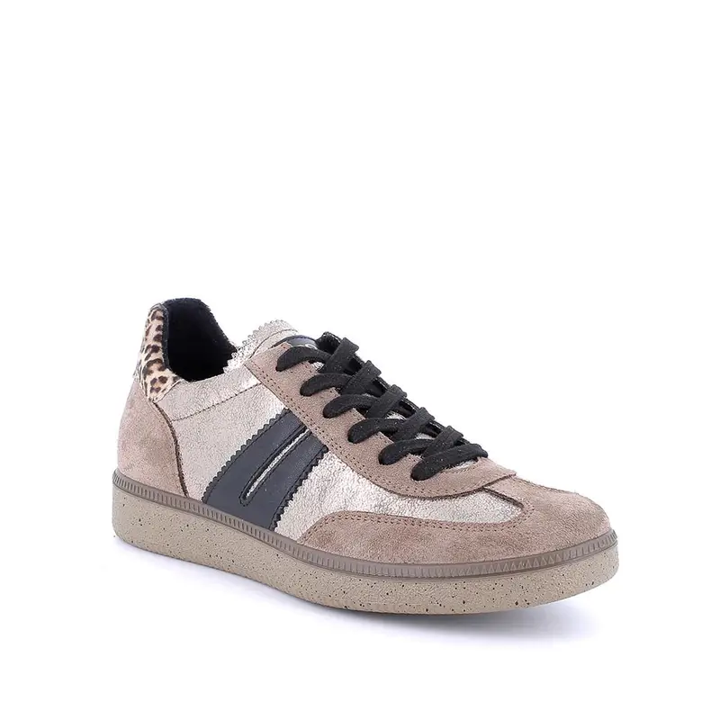 Sneakers da donna platino e beige con lacci miniatura 2