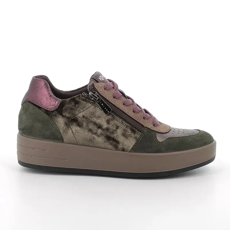Sneakers da donna verde con zip