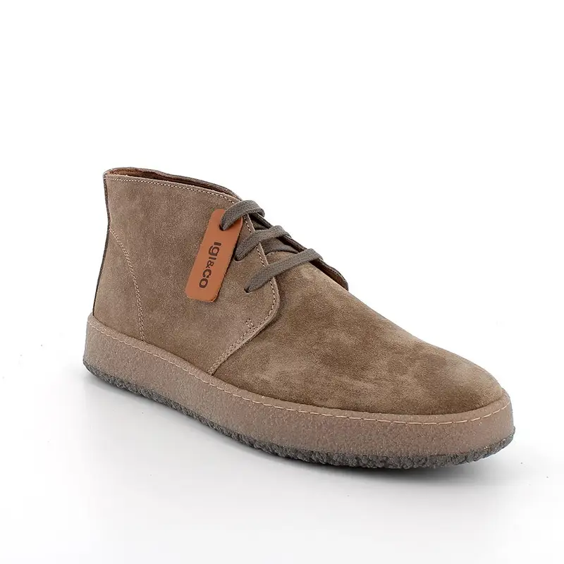 Sneakers da uomo beige con lacci miniatura 2