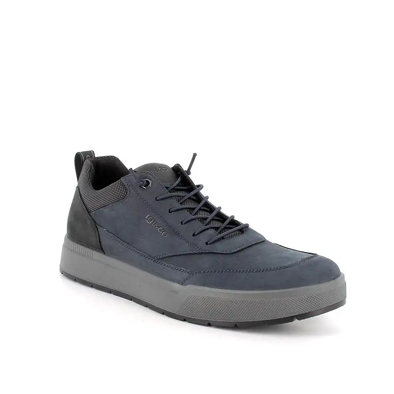 Sneakers da uomo blu con lacci miniatura 2