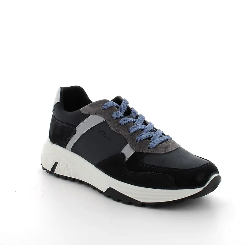 Sneakers da uomo blu con lacci miniatura 2