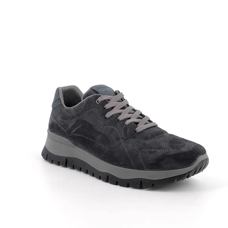 Sneakers da uomo blu con lacci miniatura 2