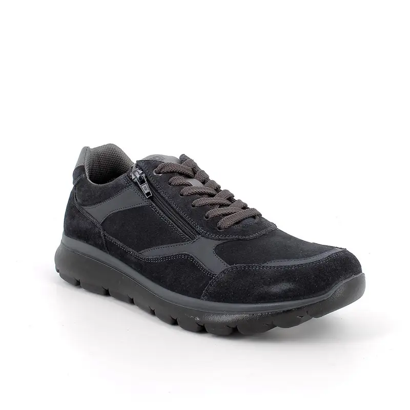 Sneakers da uomo blu con zip miniatura 2