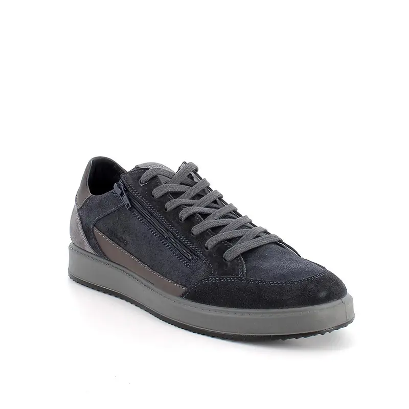 Sneakers da uomo blu con zip miniatura 2