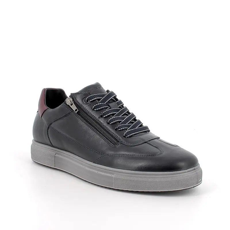 Sneakers da uomo blu con zip miniatura 2