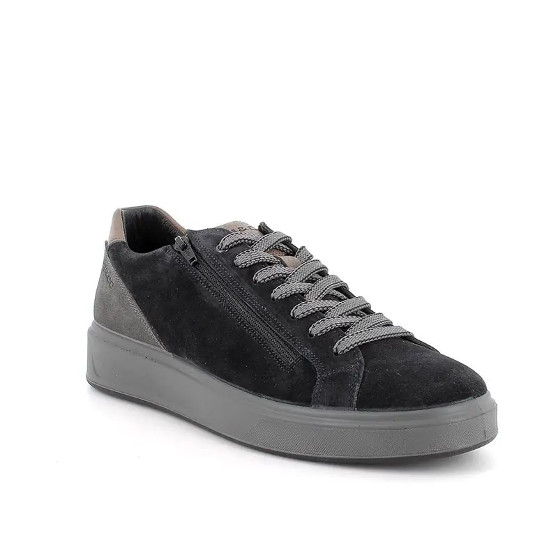 Sneakers da uomo blu con zip miniatura 2