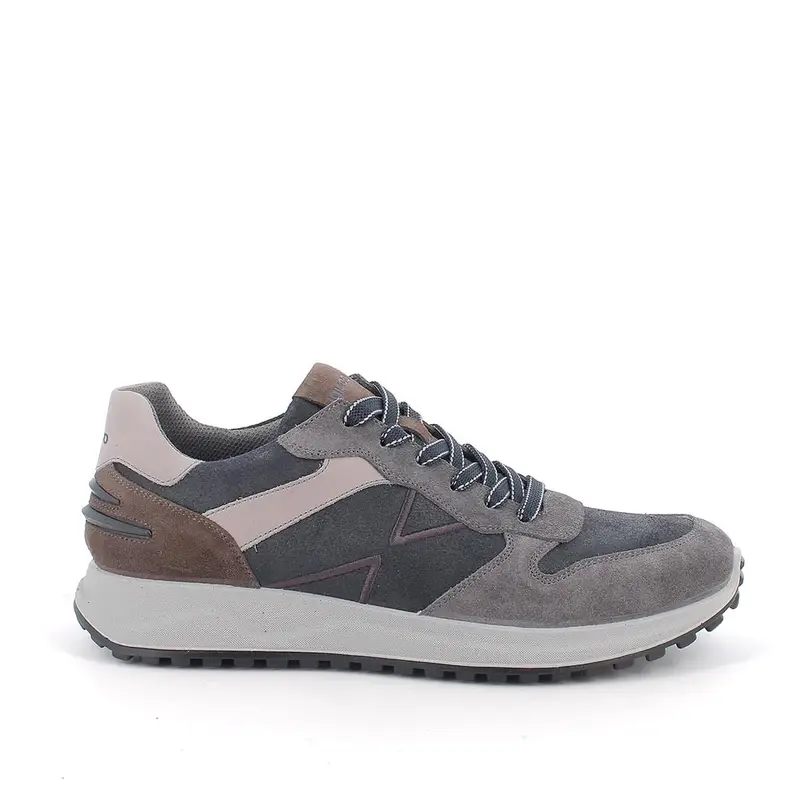 Sneakers da uomo blu e grigio con lacci