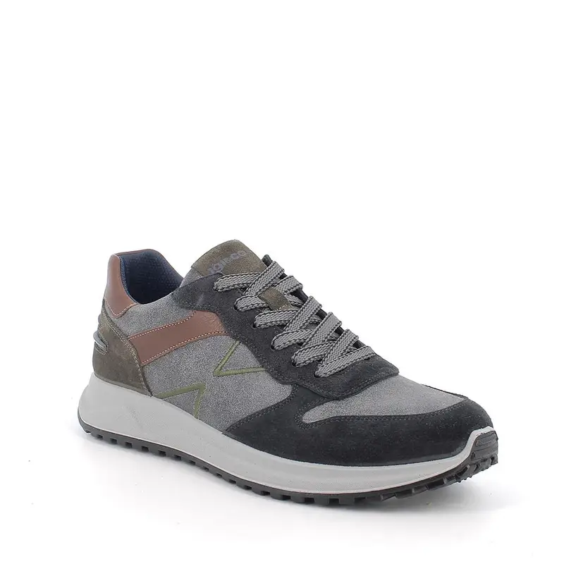 Sneakers da uomo grigio con lacci miniatura 2