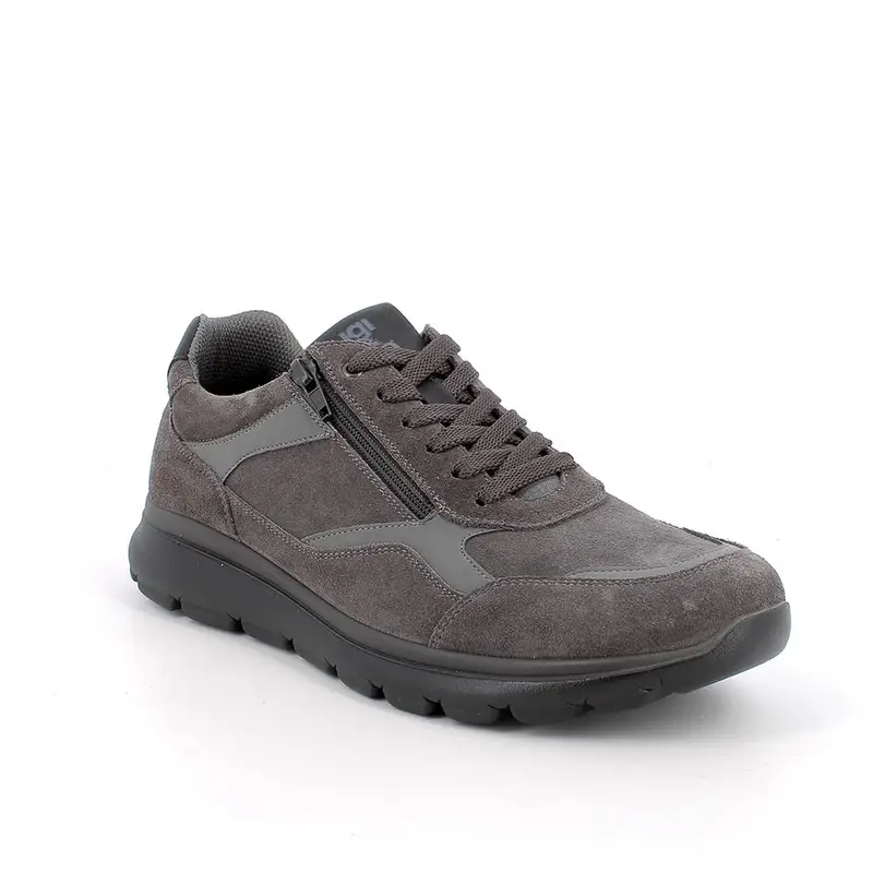 Sneakers da uomo grigio con zip miniatura 2