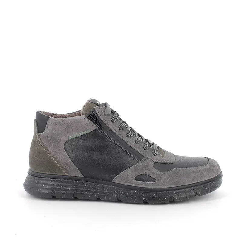 Sneakers da uomo grigio e nero con zip