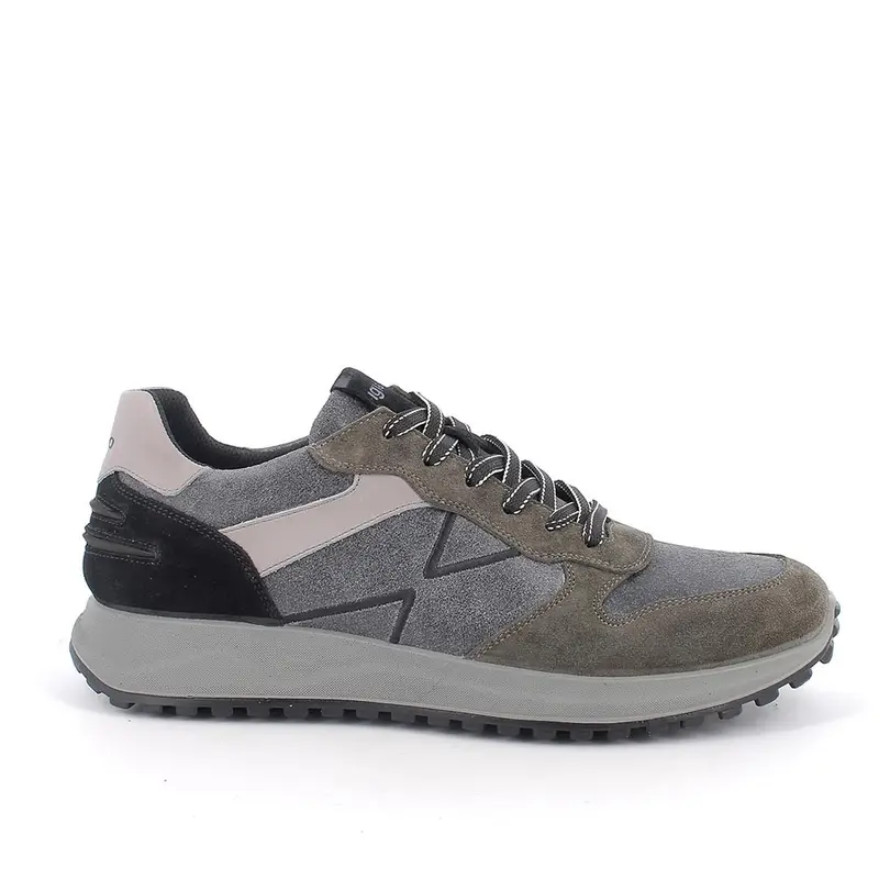 Sneakers da uomo grigio e verde con lacci