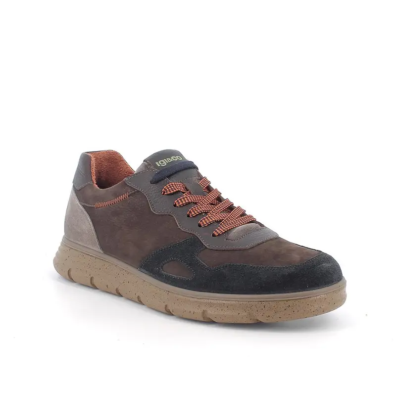 Sneakers da uomo marrone con lacci miniatura 2