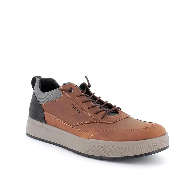 Sneakers da uomo marrone con lacci miniatura 2