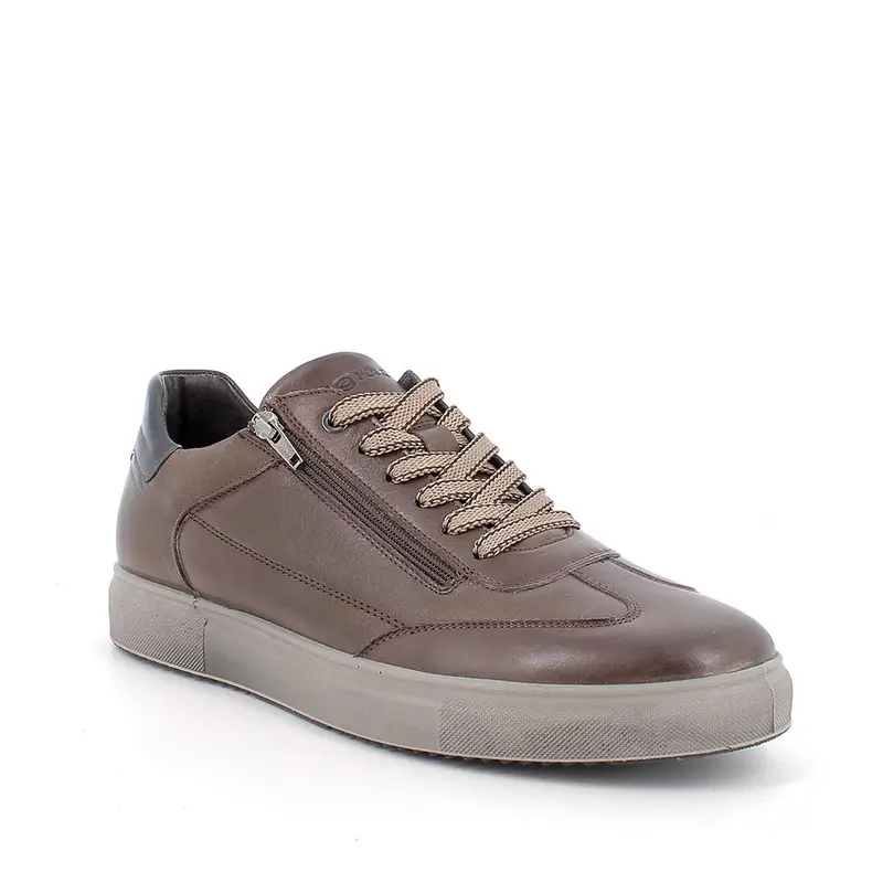 Sneakers da uomo marrone con zip miniatura 2